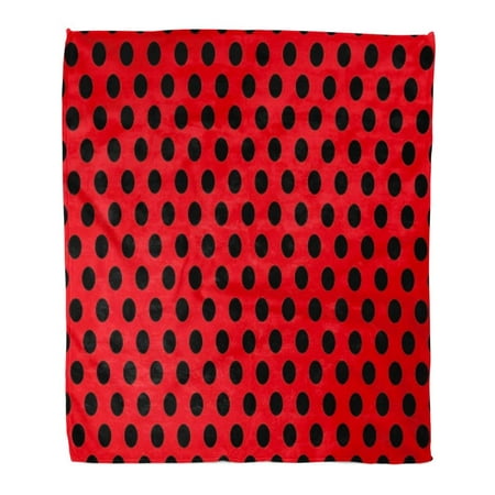 ASHLEIGH Flannel Throw Blanket Red Black Classic Polka Dot Colorful Abstract Circle Color 50x60 Inch Lightweight Cozy Plush Fluffy Warm Fuzzy