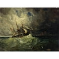 thumbnail image 2 of Félix Ziem 14x11 Gold Ornate Wood Frame and Double Matted Museum Art Print Titled - The Storm (1846), 2 of 4