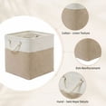 thumbnail image 3 of Square Foldable Storage Bin with Rope Handles,Beige 11 Inch | Collapsible Fabric Cube Basket, Cotton Linen Decorative Organizer Box for Shelves Closet Nursery Living Room, 3 of 4
