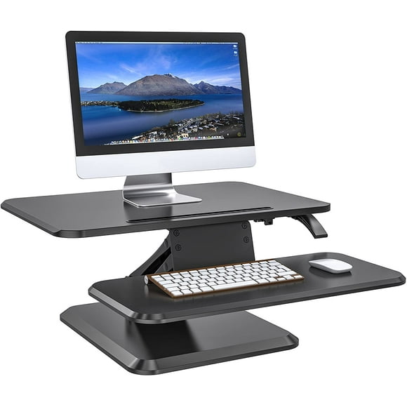 SHOPPINGALL Height Adjustable Sit to Standing Desk Converter Monitor Riser Workstation with Gas Spring Pro SA-SD05 (Black)
