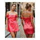 thumbnail image 3 of Minivestido de mujer sin mangas, con hombros descubiertos, plisado, liso, para cóctel de verano., 3 of 8