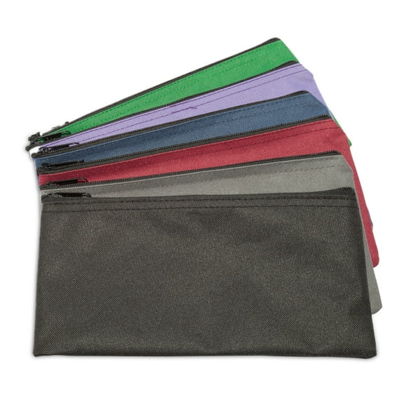 DALIX Unisex Zippered Money Pouch Bank Bag Security Deposit Bags Assorted Colors 6 Pack