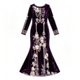 thumbnail image 3 of IWRICH Skeleton Halloween Dresses for Women 3D Digital Print Velvet Floral Dress Halloween Goth Parties and Events, 3 of 5