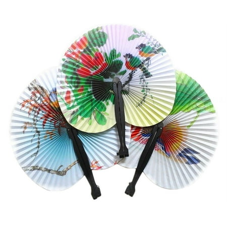 

QING SUN Retro Folding Small Round Fan Paper Fan Summer Small Round Fan.random color C 5pcs Multi-color 5PCS