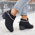 thumbnail image 6 of Taqqpue Women's Boots, Women's Fashionable And Casual Versatile Cool Solid Color Heel Rhinestone Eye-Catching Fall And Winter Style Comfortable Low Heel Thick Heel Short Boots for Women, 6 of 7