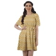 thumbnail image 1 of Moomaya Moss Georgette Bell Sleeves Short A-Line Printed Summer Dress For Women, 1 of 4
