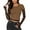 Khaki, variant on Shirts For Women Tees Tops Lace Patchwork Long Sleeve Fake 2 Piece Cropped Slim Workout Clothes