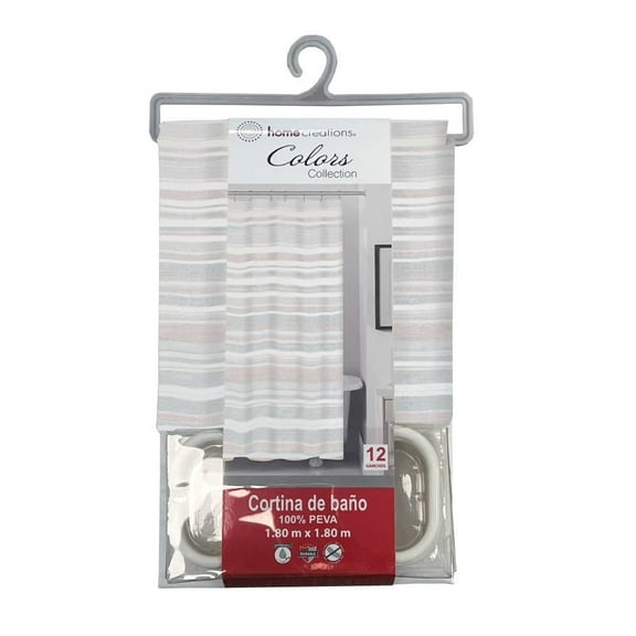 Cortina de Baño Home Creations HCRE CORTINA P LINEA Lineas Beige 180x180 cm