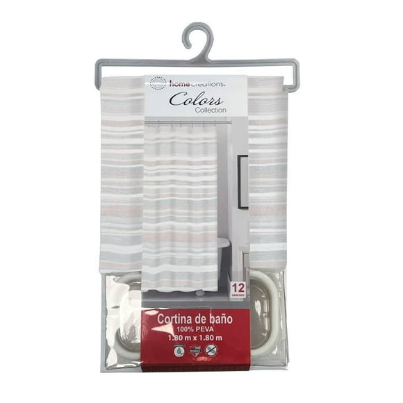 Cortina de Baño Home Creations HCRE CORTINA P LINEA Lineas Beige 180x180 cm