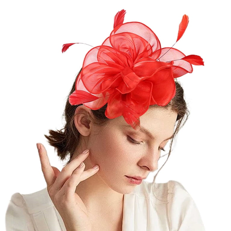 Red Veil Hair Accessory Lace Veil Hair Net - Women main image 4