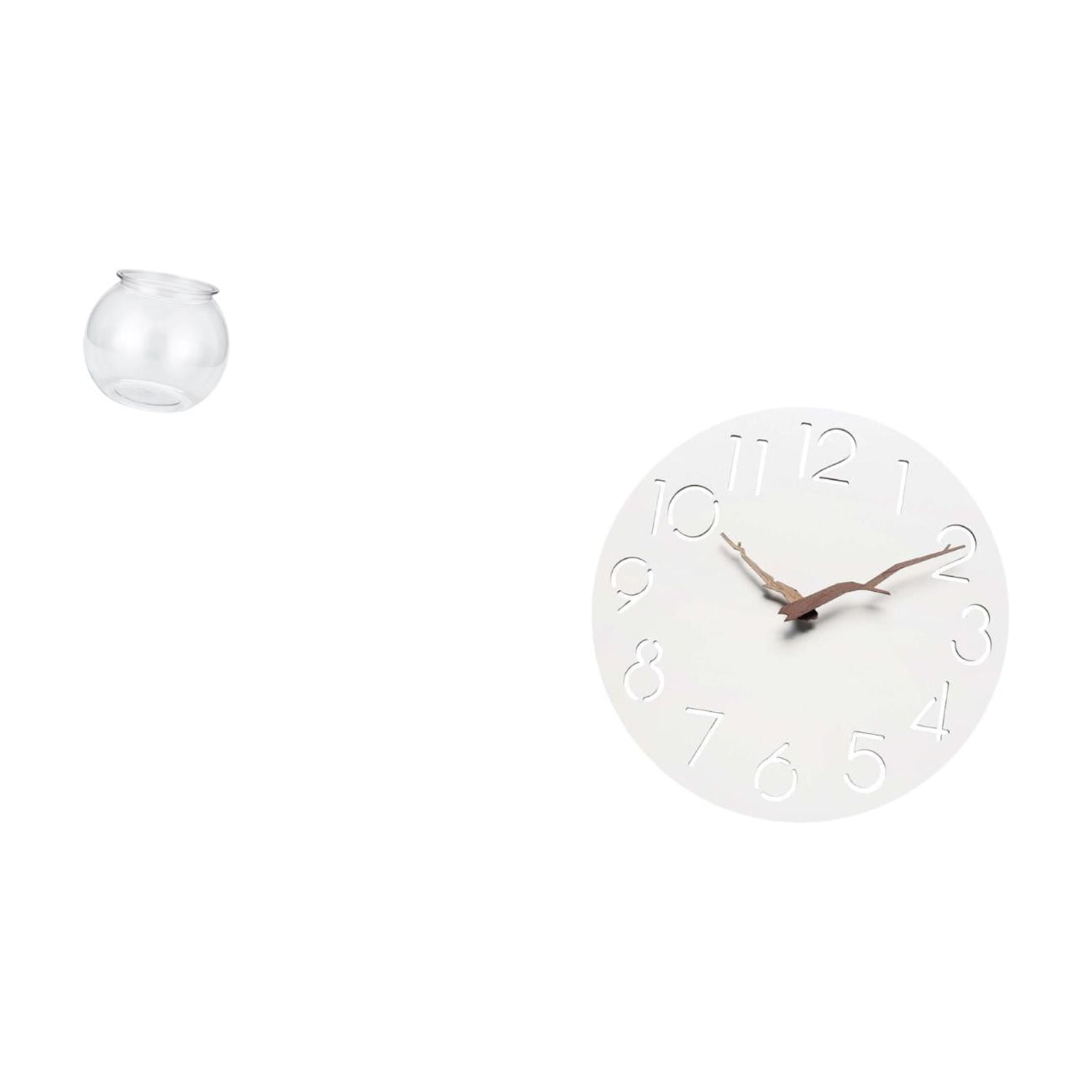 CarpNettore Transparent Small Fish Tank for Small Fish Round Ornament Aquarium Fish Bowl Vase Table Office Home Plants Wall Clock Hanging Easy to Read Silent Art Decorative Kitchen Study Room