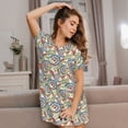 thumbnail image 3 of Balery Paisley Floral 5 Camisón de manga corta con cuello redondo para mujer, cómodo y elegante., 3 of 6