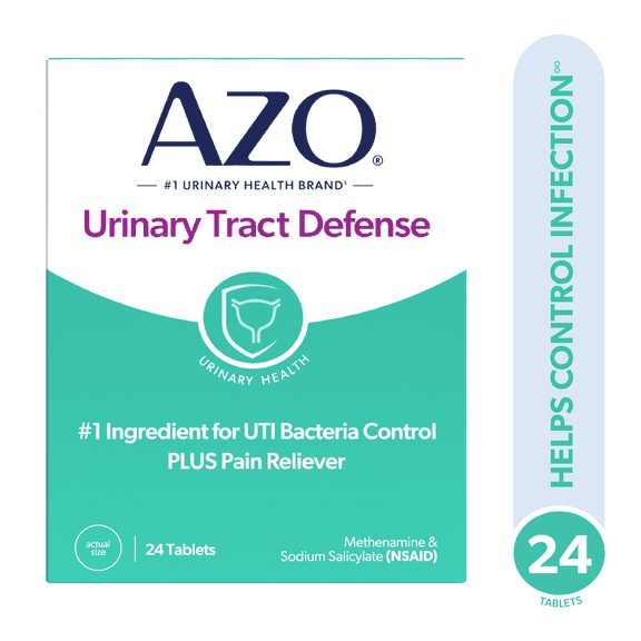 AZO Urinary Tract Defense Tablets, Antibacterial Protection & Pain Relief for UTI Infection Control, FSA/HSA Eligible, 24 Count