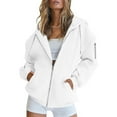 thumbnail image 4 of Gytharion Womens Zip Up Hooded Sweatshirts Fashion Solid Casual Drawstring Hoodie Jackets with Pokcket Loose Comfortable Long Sleeve Sweatshirts for Women, 4 of 8