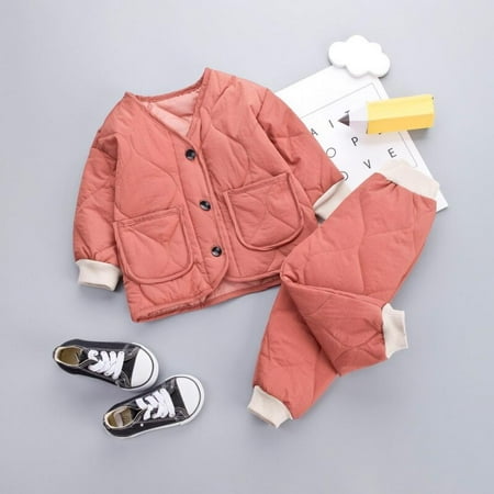 

Toddler Winter Coats Kids Clothes 2019 Winter Baby Boys Girls Thicken Warm Cotton Outfit Toddler Coat Tops+ Pants 2Pcs Chilren Clothing Set