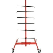 KOJEM Red Paint Stand w/Rotatable Wheels & 6 Hooks, Adjustable Center Post Hang, Panel Tree Auto Body Repair Tools for Automotive Panels, Doors, Fenders, Bumpers, Car Parts, Painting Support Rack