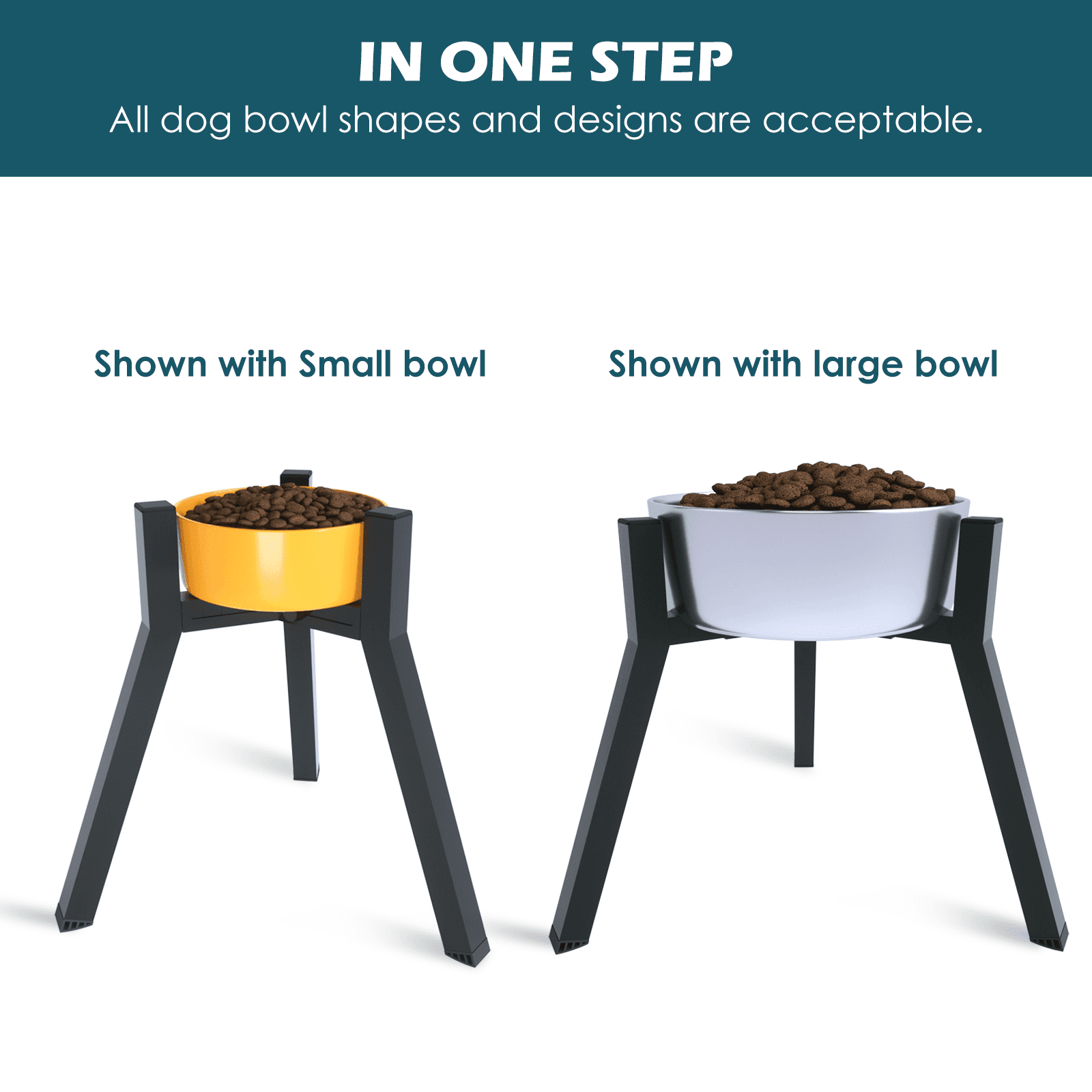 SHAINFUN Metal Raised Dog Bowl Stand for Extra Large and Large Breeds, Adjustable Width for 7-10.6" Bowls, Single Tall Elevated Dog Bowls Holder, 13.7" Tall