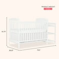 thumbnail image 2 of Dream On Me Anna 3-in-1 Convertible Crib with Changing Table White, Changing Pad Included, Converts from Baby Crib to Toddler Bed, Day Bed and Kids Sofa, Three Adjustable Mattress Height Positions, 2 of 12