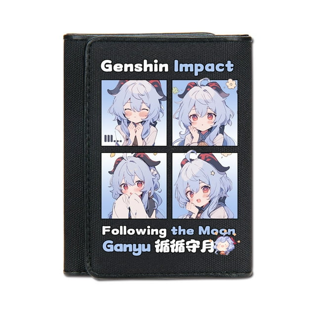 Cartera Genshin Impact Ganyu con personajes de anime, delgada y plegable