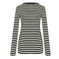 thumbnail image 6 of Wang6 Womens Long Sleeve Striped Tshirts Shirts Causal Loose Fit Going out Tops Crew Neck Graphic Tunic Tees with Pocket Black S, 6 of 6