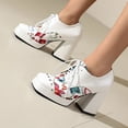 thumbnail image 4 of White Ladies Color Block Platform High Heels Pu Waterproof Thick Heel Floral Super High Front Lace Up Square Toe, 4 of 6