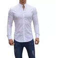 thumbnail image 3 of Camisa Slim Fit Hombre Manga Larga Casual Cuello Mao Lisa, 3 of 4