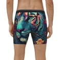 thumbnail image 4 of Picia Colorful Flower Tiger Pattern Men's Athletic Long Leg Briefs , Performance Stretch Underwear，Moisture-Wicking, 4 of 7