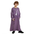 thumbnail image 6 of WUXIAN Child Arabic Thobe Thobe Long Sleeve Kaftan Crew Robe National Teenage Boys Long Sleeve Embroidered Robe Sets Arab Wear Robe Breathable Streetwear, 6 of 9