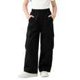 thumbnail image 3 of SROBPTY Fall Winter Teens Boys Girls Pants Solid Wide Leg Cargo with Pockets, 3 of 5