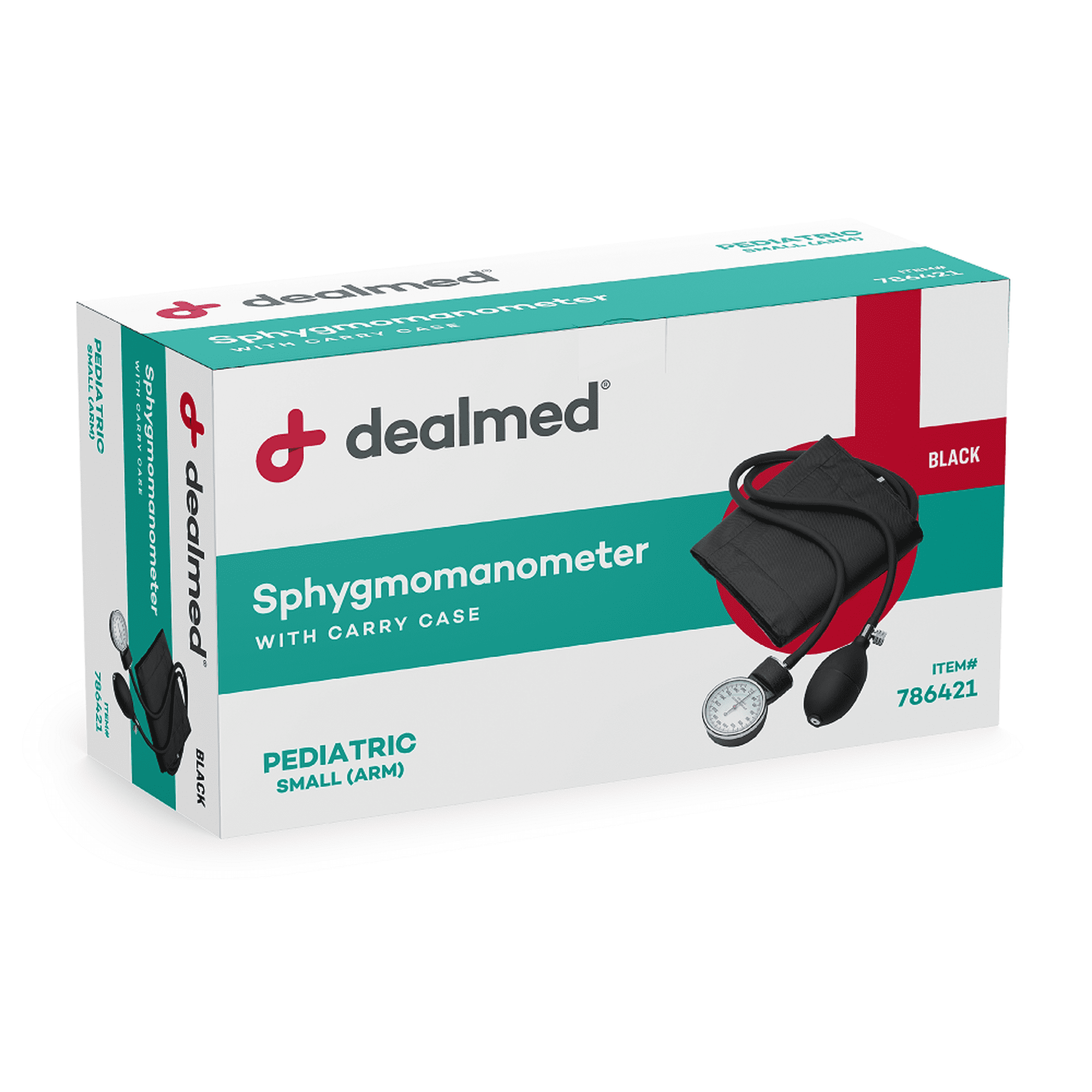Dealmed Professional Aneroid Sphygmomanometer – Pediatric - Manual Arm Blood Pressure Monitor with Child Size Cuff and Carry Case, Black (Pack of 1)