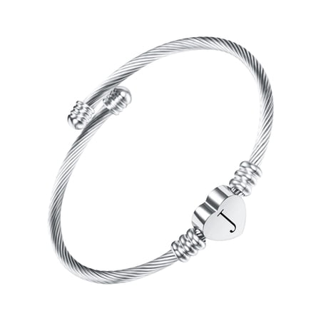Mother's Day Sale Clearance - Heart Initials Bracelet-A-Z Stainless Steel Engraved Charm Bracelet, Woman Girl Jewelry Birthday Festival Gift