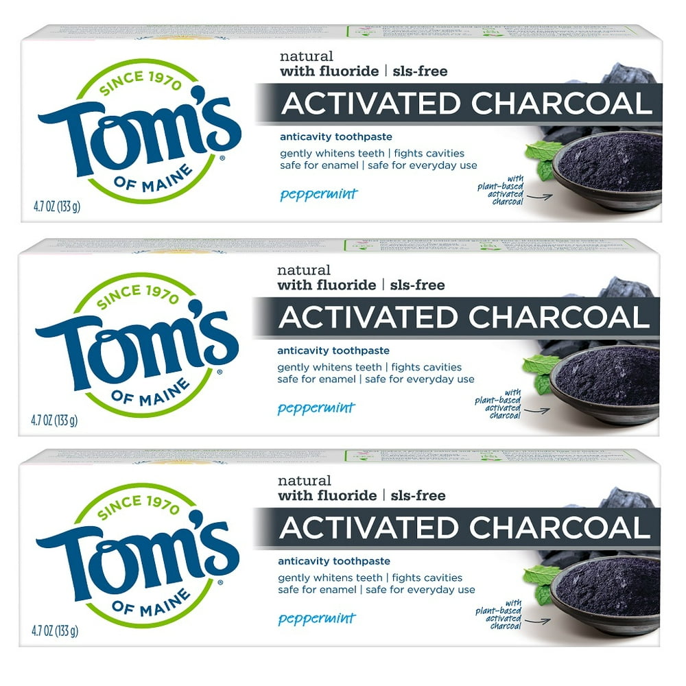 Tom's of Maine Charcoal Anticavity Toothpaste, 4.7oz 3 Pack Walmart