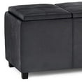 thumbnail image 5 of Simpli Home Avalon Rectangle Storage Ottoman with 3 Flip Over Serving Trays, Distressed Black Faux Leather, 5 of 5