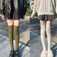 thumbnail image 5 of Medias por encima de la rodilla con parte superior holgada para mujer Calcetines largos hasta el muslo de punto acanalado para estudiantes, 5 of 5