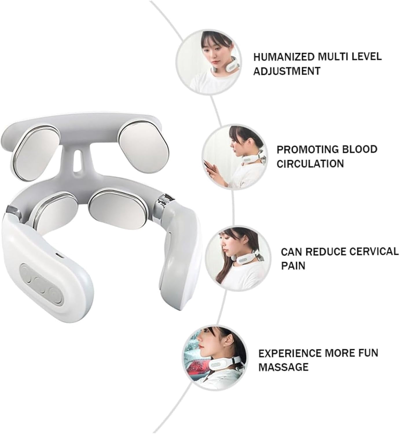 Neck Massager Device - Portable Massager with Heat & Vibration Modes Deep Muscle Activation, 6 Modes, 9Intensities, Hands-Free, Ergonomic Design, Quiet Relaxation