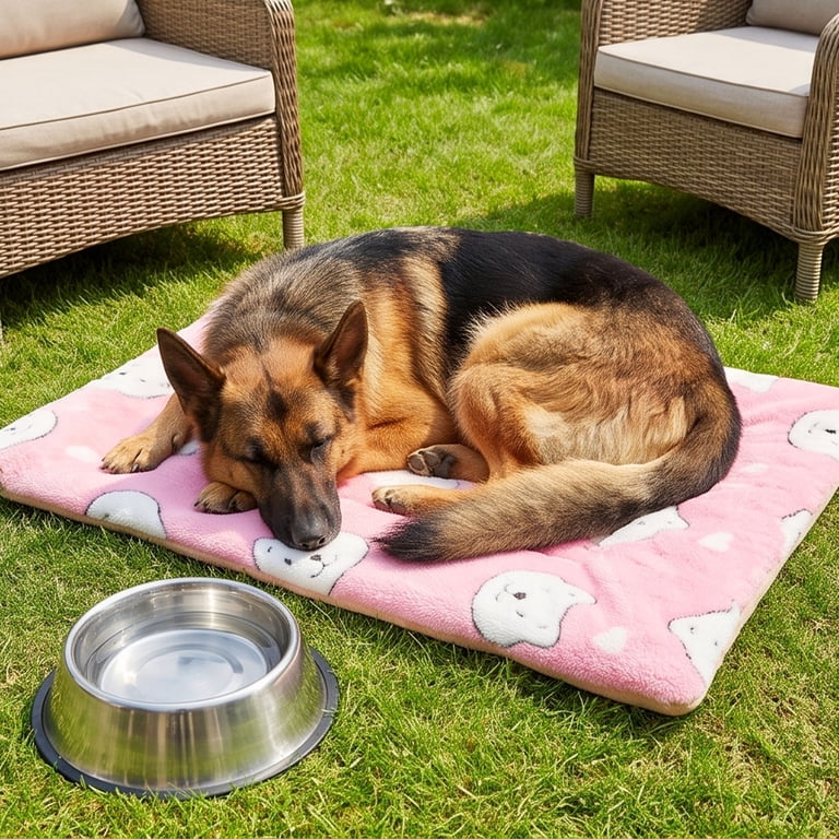 Thick Sherpa Pet Sleeping Mat, Soft Plush Padded Dog Crate Bed Pad with ...