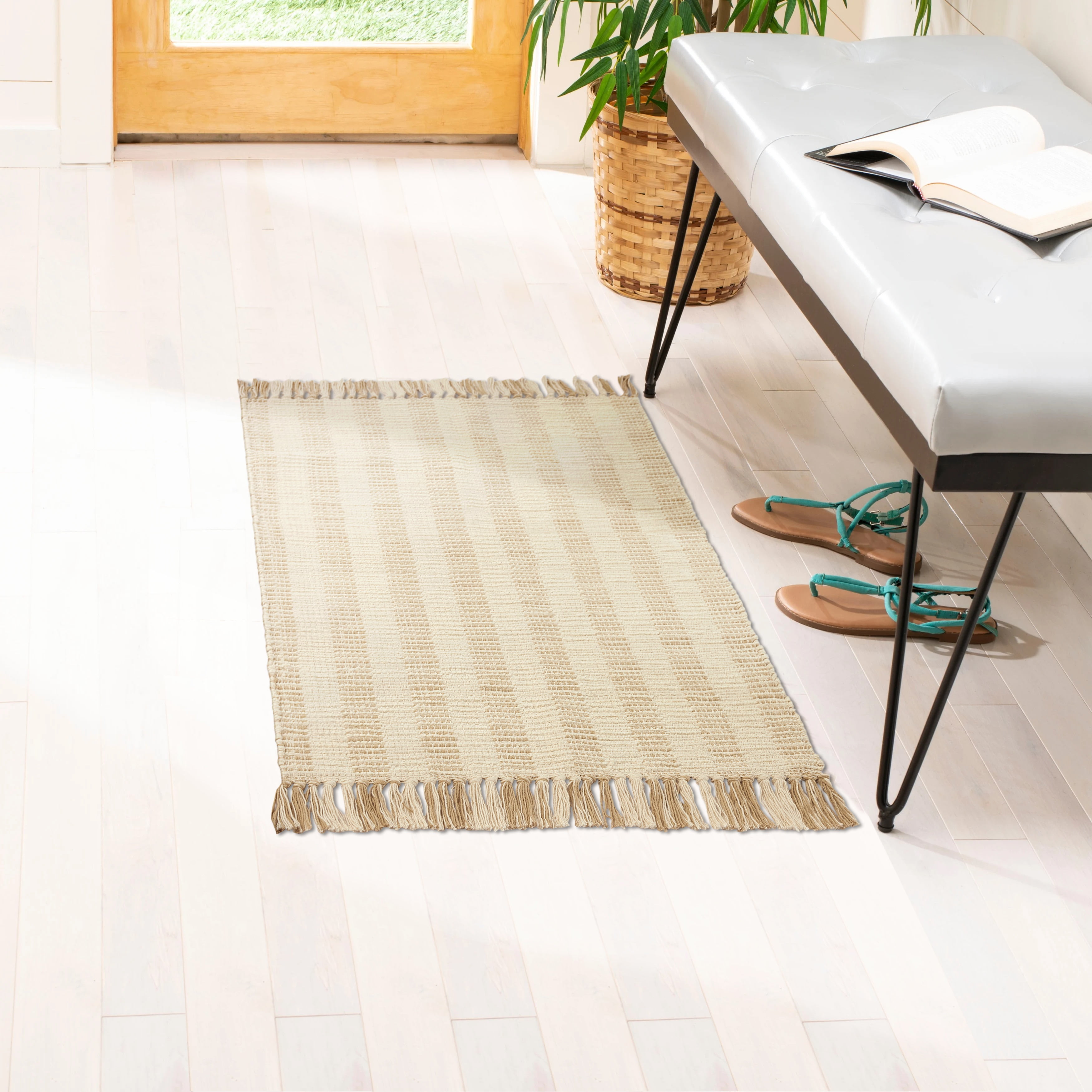 Better Homes & Gardens Beige Lines Indoor 24" x 40" Accent Rug