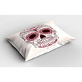 thumbnail image 2 of Ambesonne Sugar Skull Pillow Sham 2 Pack, Mexican Ornaments, 36"x20", Pink Pale Pink White, 2 of 3