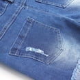 thumbnail image 6 of KIDSCOOL Girls Denim Jeans Shortalls Jumpsuit Ripped Raw Hem Overall Shorts,Blue,11-12 Years, 6 of 8