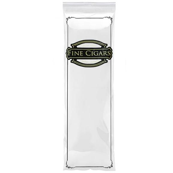 Clear Printed Fine Cigars Cigar Bags Plastic, 3 x 10 Inches. 100 Pack Reclosable Zipper Bags for Cigars. Polyethylene Cigar Travel Bag, 2 Mil. Small Plastic Baggies for Tobacco Products
