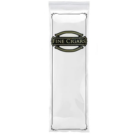 Clear Printed Fine Cigars Cigar Bags Plastic, 3 x 10 Inches. 100 Pack Reclosable Zipper Bags for Cigars. Polyethylene Cigar Travel Bag, 2 Mil. Small Plastic Baggies for Tobacco Products