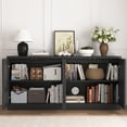 thumbnail image 6 of Rumiiro Fluted Sideboard Buffet Cabinet Modern Minimalist 4 Doors Adjustable Shelves Storage 63 in L x 16 in W x 30 in H, Black, 6 of 6