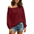 thumbnail image 5 of Diufon Off Shoulder Sweatshirt for Women Long Sleeve Drop Shoulder Pullover Tops Soft Comfy Fall Winter Warm Sweatshirts, 5 of 9