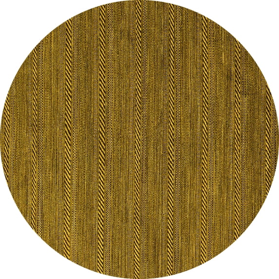 Ahgly Company Machine Washable Indoor Round Abstract Yellow Modern Area Rugs, 8' Round