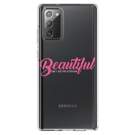 DistinctInk Clear Shockproof Hybrid Case for Samsung Galaxy Note 20 (6.7" Screen) - TPU Bumper Acrylic Back Tempered Glass Screen Protector - Beautiful Don't Ask for Attention