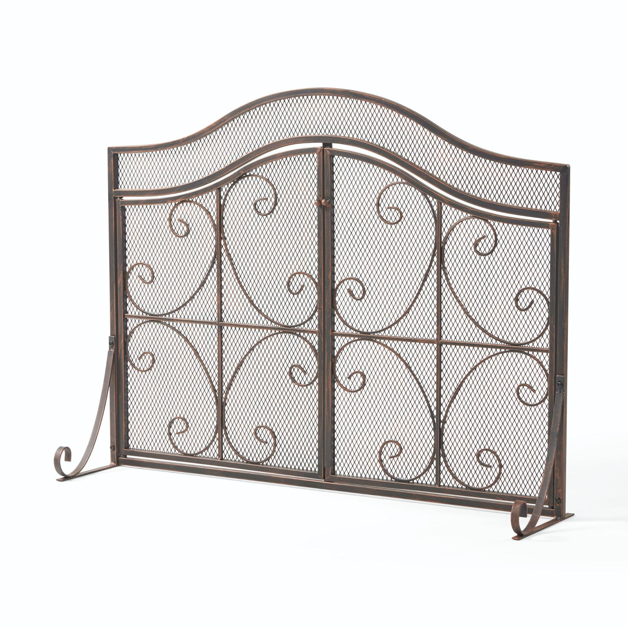 41" Black Contemporary Scrollwork Accent Fireplace Screen