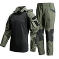 thumbnail image 2 of YHAJDS Men's Winter Casual Set,Men Workwear Sets Mens Utility Workwear Sets Solid Color Long Sleeve Zipper Hooded Outdoor Tactical Uniform and Cargo Pants Multi Functional Fall Winter Outfits, 2 of 5