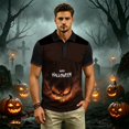 thumbnail image 4 of IAJDKMEK Halloween Men's Short Sleeve Polo Shirt - Turn-Down Collar Knit Shirt, Breathable Summer Shirt for Daily, Casual Party, Golf Shirt & Costume,Orange 3XL, 4 of 6