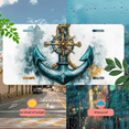 thumbnail image 5 of 1 Pcs 2D Flat License Plate Covers & Frames, Anchor with Ship Wheel For Decorative Front, Waterproof For Decoration Aluminum License Plate Covers & Frames Cover For Men Women, 12" X 6", 5 of 7