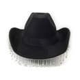 thumbnail image 4 of Vjnyvs Women's Cowboy Hat Set with Bandana and Heart-Shaped Sunglasses, Cowboy Hat Rhinestone Fringe Wide Brim Disco Cowboy Hat Black, 4 of 7